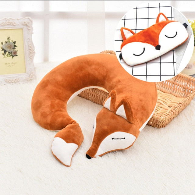 Cute Fox Animal Cotton Plush U Shape Neck Pillow