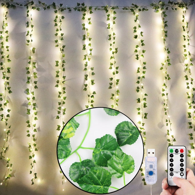 12pcs Artificial Plants LED Ivy Garland Fake Leaf Vines Room Decor