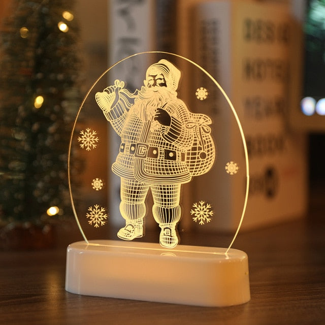 Christmas Decorations for Home Tree Elk Christmas 3D Acrylic USB Night