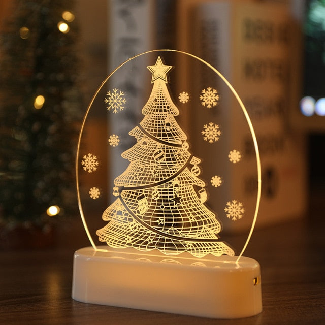 Christmas Decorations for Home Tree Elk Christmas 3D Acrylic USB Night