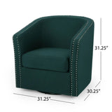 Modern Upholstered Swivel Club Chair With Nailhead Trim