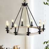 32" Rustic Farmhouse 10-Light Candle Chandelier