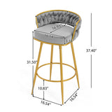 Modern Low Back Upholstered Counter Height Bar Stools (Set of 2)