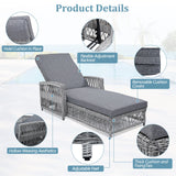 GO Outdoor Long Reclining Chaise with Armrests and Cushions