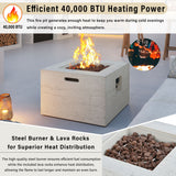 U_Style MGO Outdoor Square Fire Pit with Steel Burner