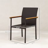 Set of 2 Patio Wicker Dining Chairs with Backrest and Armrests