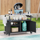 K&K 54.5" Outdoor Kitchen Island with Stainless Steel Tabletop