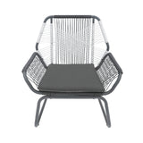 Set of 2 Woven Rattan Outdoor Club Chairs with Cushions