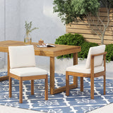 Acacia Wood Outdoor Dining Chair (Set of 2), Teak Finish Wood +