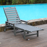 HDPE Chaise Lounge Chair Outdoor, Pool Lounge Chairs with 4-Position Adjustable Backrest, Supports Up to 360 LBS for Patio Poolside Deck Beach Backyard (grey)