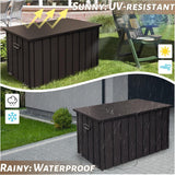 190 Gallon Metal Deck Box, Waterproof Steel Outdoor Storage Cabinet