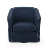 Modern Upholstered Swivel Club Chair With Nailhead Trim