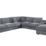 Celine - Fabric Corner Sectional Sofa With Right-Facing Chaise, Cupholders, And Charging Ports