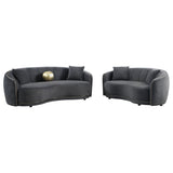 Luxe Upholstered Curved Sofa With Trim And Diamond Quilting - Dark Gray