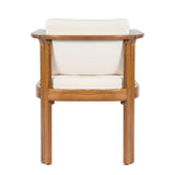 Outdoor Dining Chair Set of 2 with Curved Acacia Wood Arms