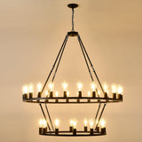 52 Inch Black Wagon Wheel Chandelier, 36-Lights