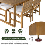 U_STYLE Farmhouse 5-Piece Outdoor Patio Dining Set with Adjustable Legs