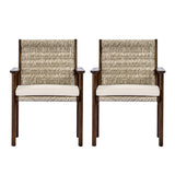 Outdoor Dining Chair Set with Acacia Wood & Wicker Rattan