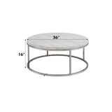 Zaidee Marble Top Nickel Coffee Table - White