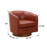 Tessa Caramel Top Grain Leather Swivel Chair with Wood Base