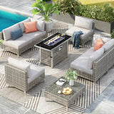 K&K Patio 8-Piece Patio Furniture Set with 43" Fire Pit Table