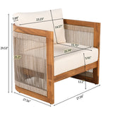 Premium Acacia Wood Outdoor Club Chair with Curved Tub Design