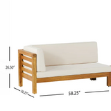 OANA Outdoor Wooden Sectional Set with Cushions, Beige