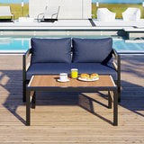 U_Style Multi-person Outdoor Iron Sofa Set with Table