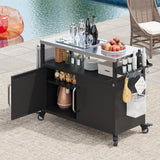 K&K 54.5" Outdoor Kitchen Island with Stainless Steel Tabletop