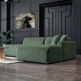 Mar Green Velvet Sectional Sofa with Mid-Century Design - Green