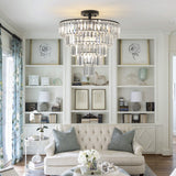 20" Black Crystal Chandelier Ceiling Light