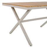 Teak Wood Top Outdoor Table with Steel Frame