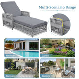 GO Outdoor Long Reclining Chaise with Armrests and Cushions
