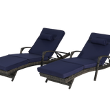 Outdoor Wicker Reclining Chair Set of 2 with Cushions