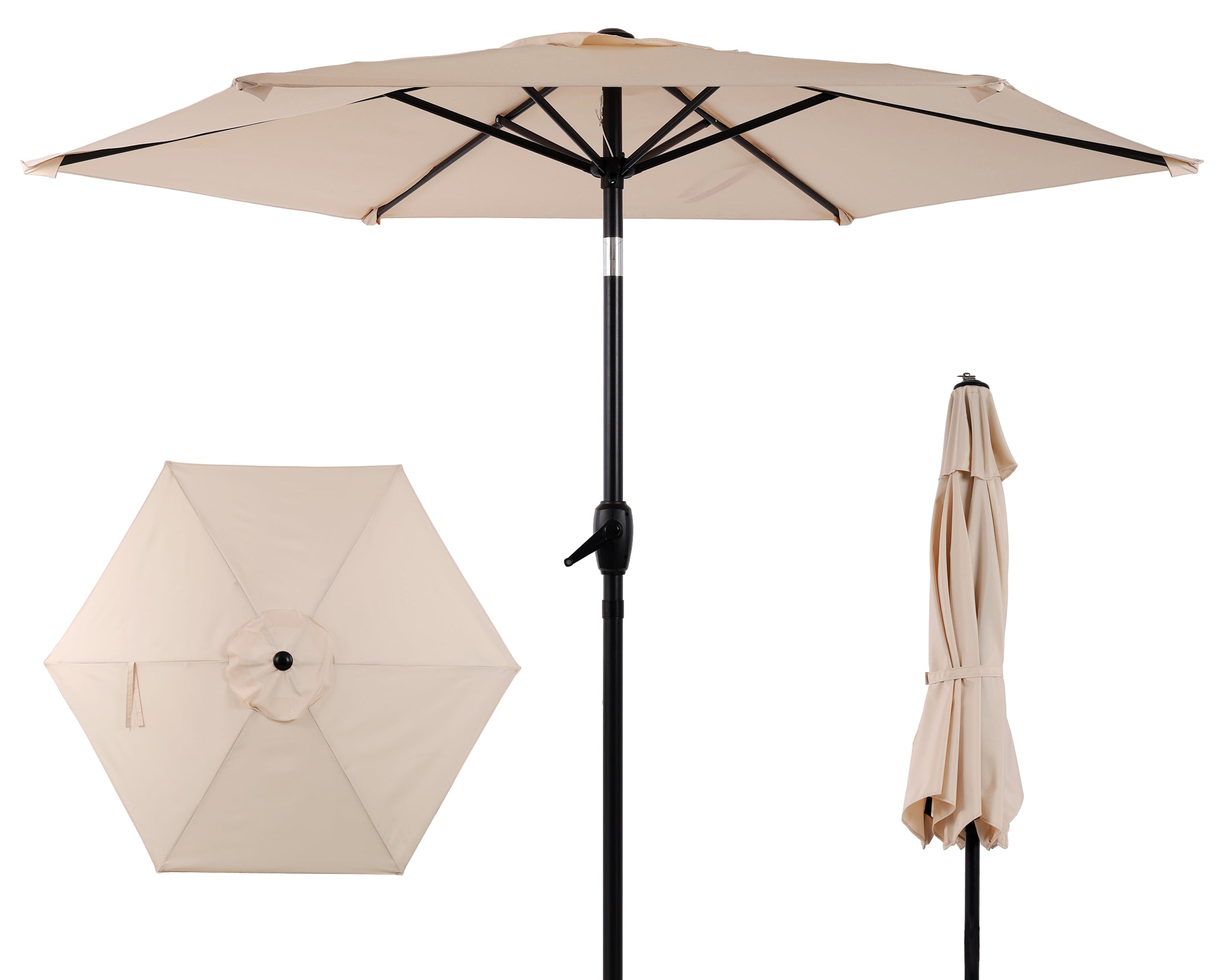 10FT Patio Umbrella with Push Button Tilt and Crank Mechanism