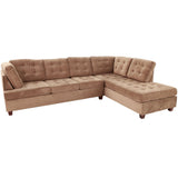 Truffle Waffle Suede Sectional Sofa With Tufted Cushions And Accent Pillows, Reversible Chaise - Neutral