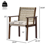 Outdoor Dining Chair Set with Acacia Wood & Wicker Rattan