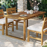 U_STYLE Farmhouse 5-Piece Outdoor Patio Dining Set with Adjustable Legs