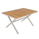 Teak Wood Top Outdoor Table with Steel Frame