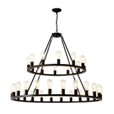 52 Inch Black Wagon Wheel Chandelier, 36-Lights
