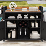 K&K 52.8"W Wicker Outdoor Grill Cart with Extended Table Top