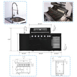 Luxury 85,000 BTU Outdoor Kitchen Island with Sink & Refrigerator