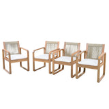 2-Piece Outdoor Dining Chairs Set: Acacia Wood with Rope Back