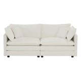 Sofa Set of 2 Chenille Couch, 2+3 Seater Sofa Set Deep Seat Sofa, Modern Sofa Set for Living Room, White Chenille