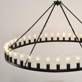 64 Inch Matte Black Wagon Wheel Chandelier With 30 Lights