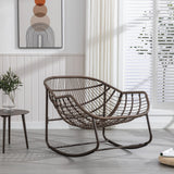 Outdoor Rattan Rocking Chair with Padded Cushion