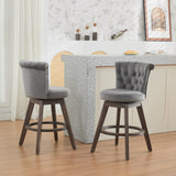 26" Counter Height Bar Stools Set of 2 with 360° Swivel and Velvet Upholstery