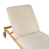 Riviera Outdoor Chaise Lounge with Wheels, Acacia Wood Frame (Set of 2)