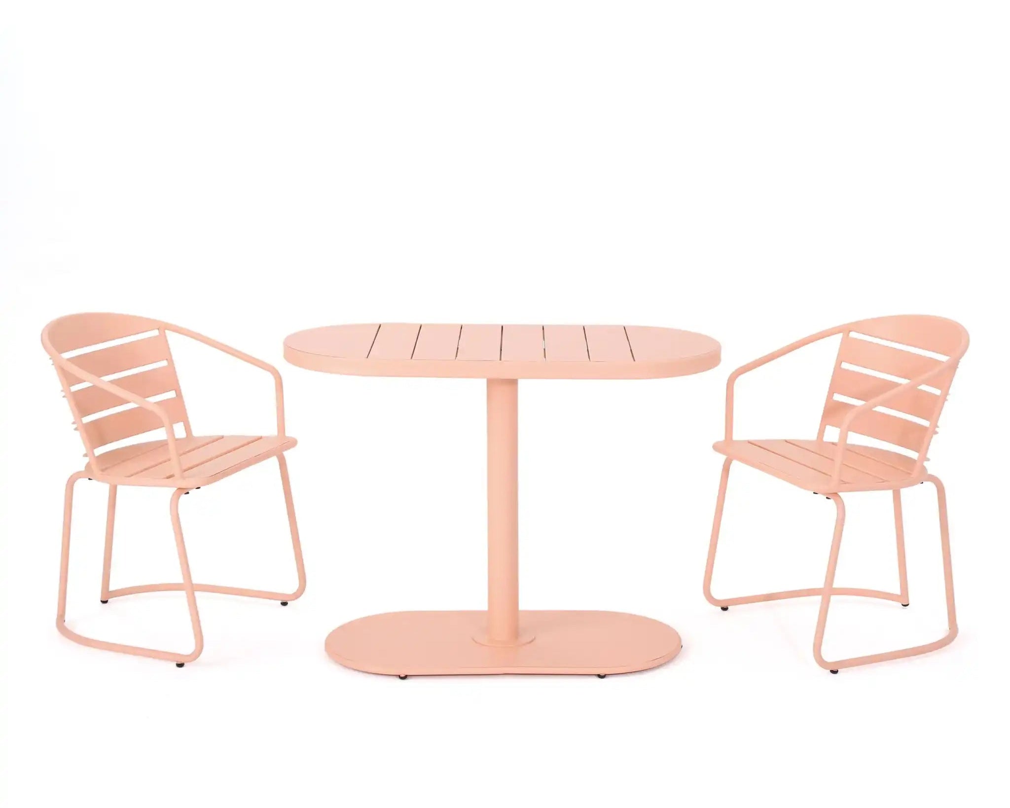 3 Piece Elegant Outdoor Bistro Set With 2 Chairs And Oval Table
