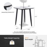 Outdoor Bar Table, Rounded Square Sintered Stone Top With Umbrella Hole, Rust Free Frame, Weatherproof - Ember Black / White